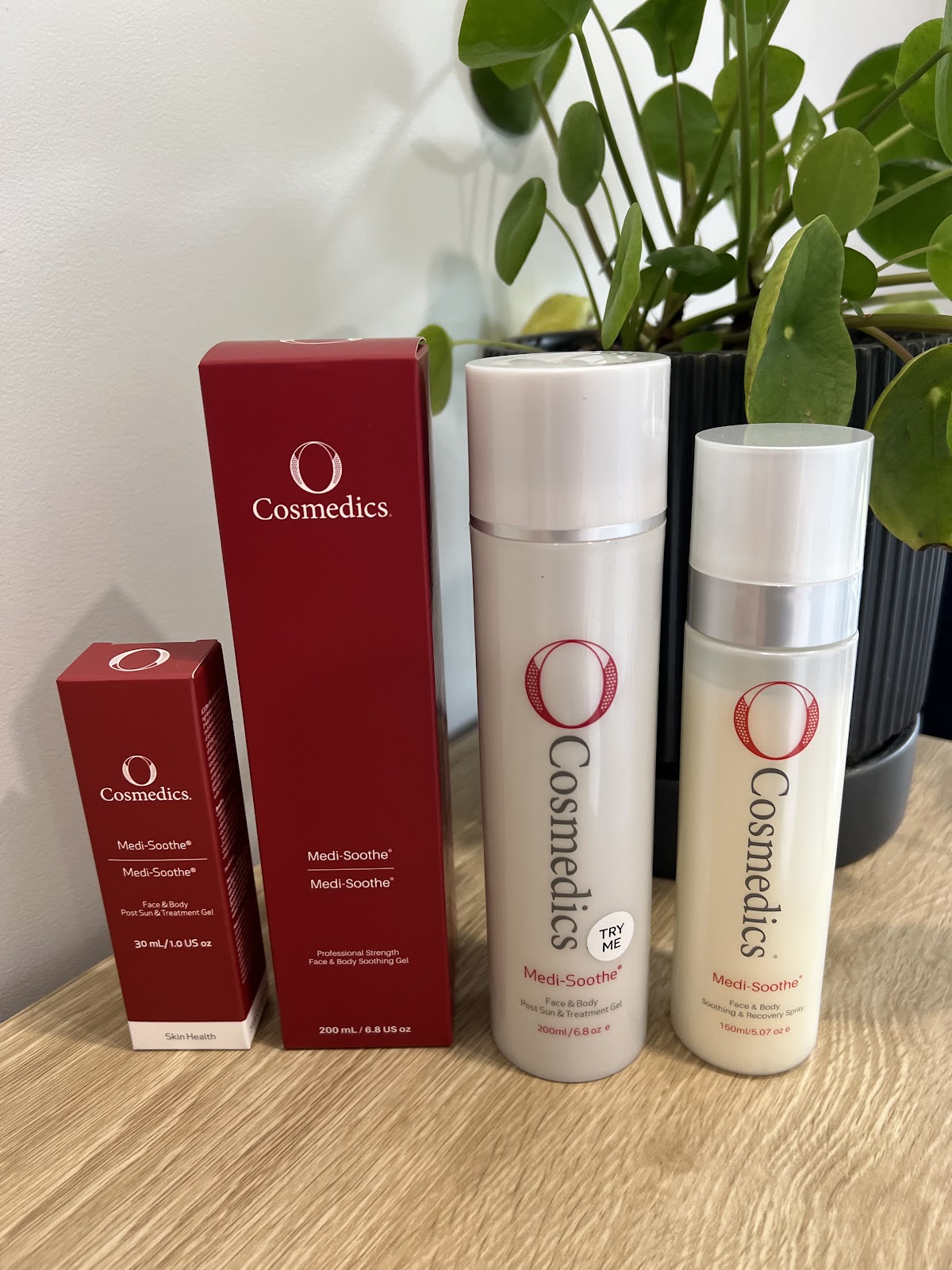 O Cosmedics skincare on the desk in the Skin By Her treatment room